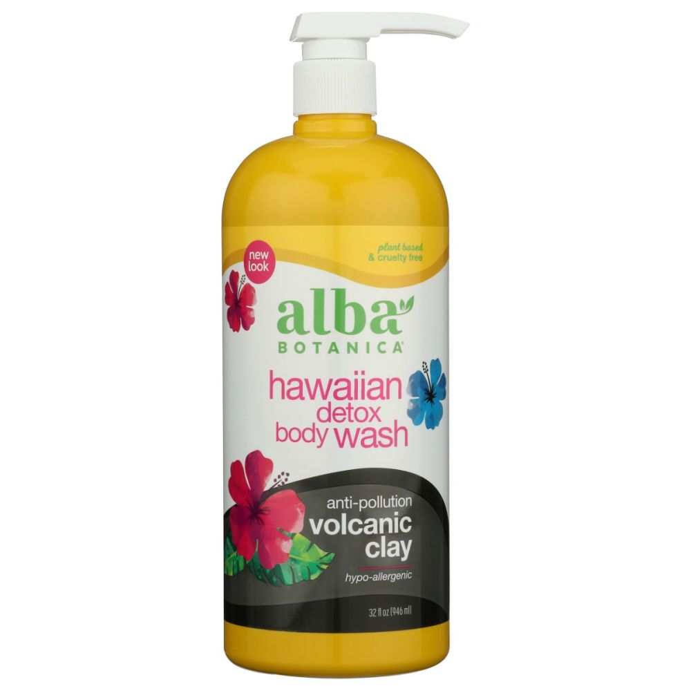 ALBA BOTANICA Hawaiian Detox body wash with volcanic clay and tropical extracts, 32 oz bottle
