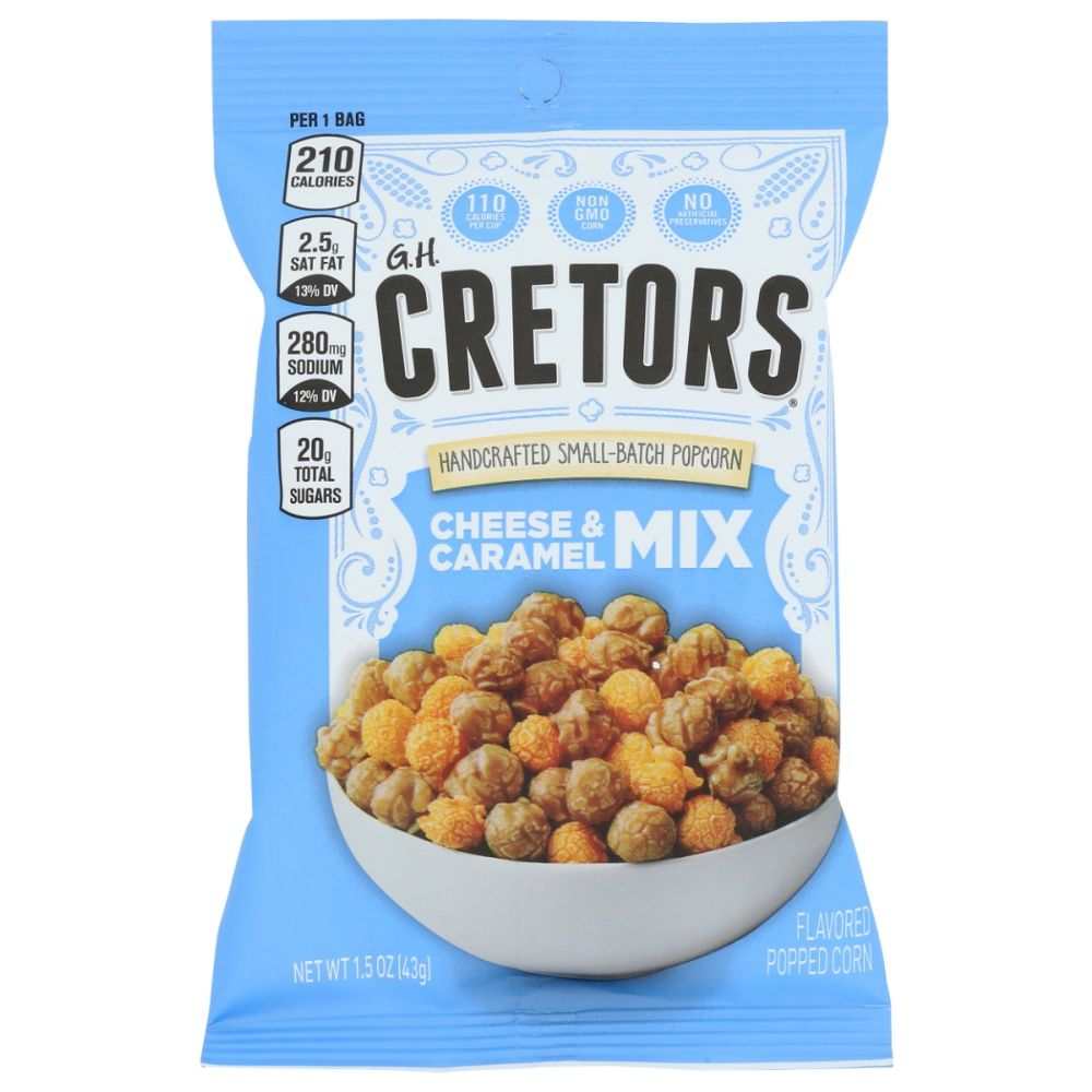 GH CRETORS Popcorn Chicago Mix with caramel and cheddar cheese flavors, 1.5 oz pack