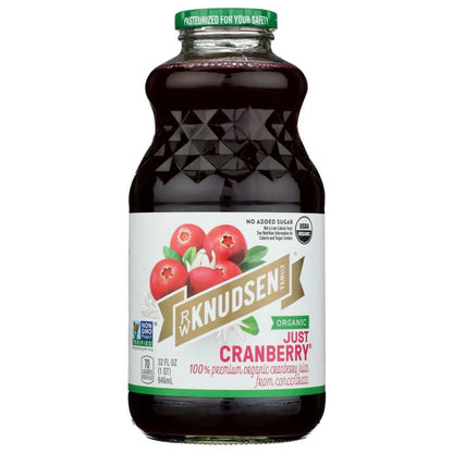 R.W. Knudsen Family Just Cranberry Juice Organic 32oz glass bottle pure unsweetened cranberry juice