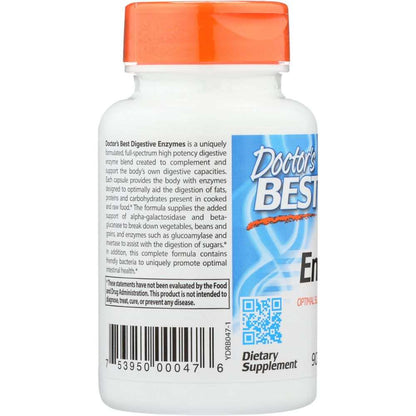 Doctor's Best Digestive Enzymes supplement bottle with orange cap and product label