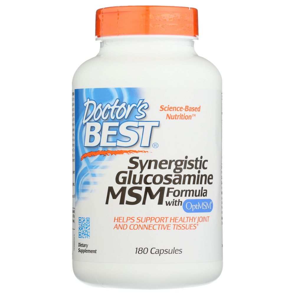 Doctor's Best Synergistic Glucosamine MSM joint health supplement bottle with 180 capsules
