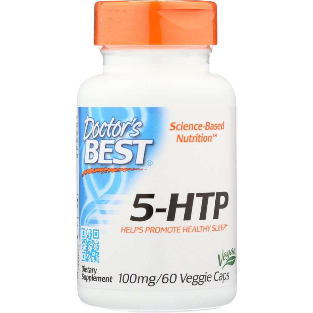 DOCTORS BEST 5-HTP 100 mg vegan dietary supplement bottle with 60 capsules