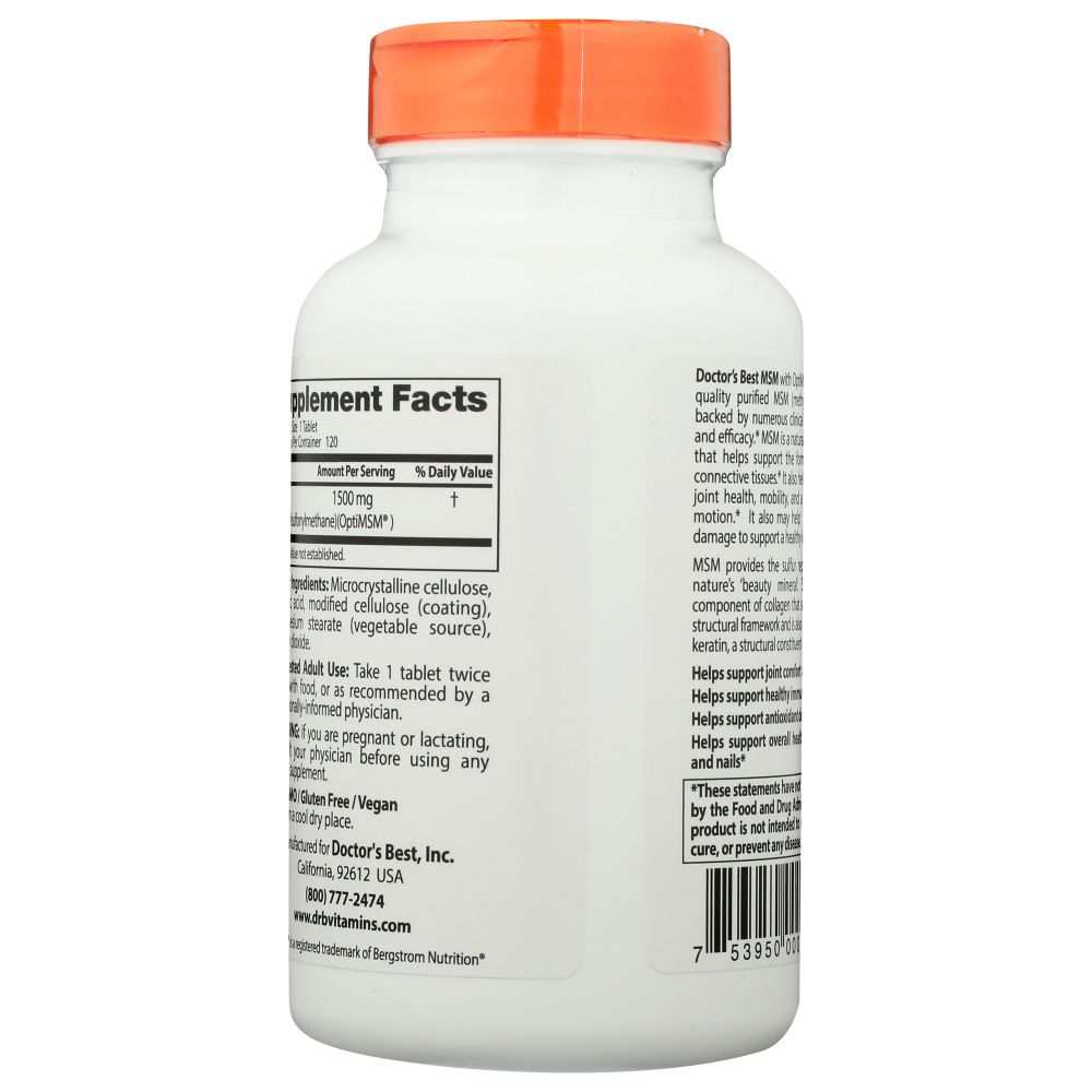 White supplement bottle with orange cap, showing nutrition facts and ingredients label.