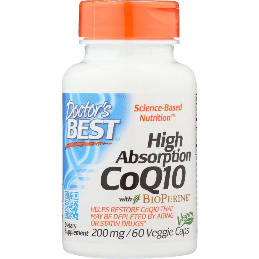 Doctor's Best High Absorption CoQ10 dietary supplement, 200mg, 60 veggie capsules bottle