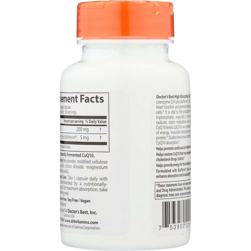 White supplement bottle with orange cap, showing supplement facts and nutrition label