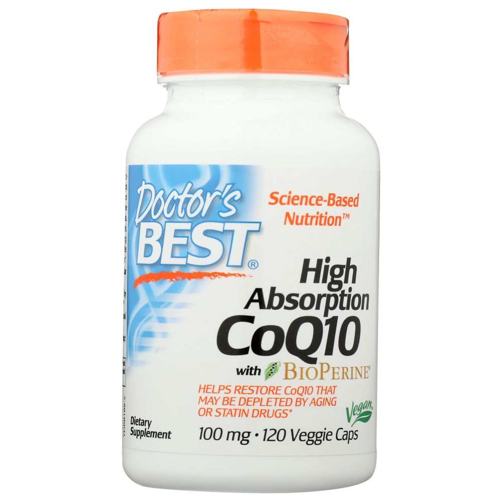 DOCTORS BEST High Absorption CoQ10 with BioPerine 100mg bottle of 120 capsules for heart health and energy production
