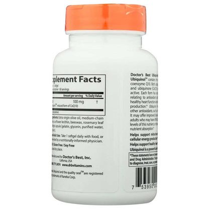 Back label of a dietary supplement bottle with supplement facts and orange cap