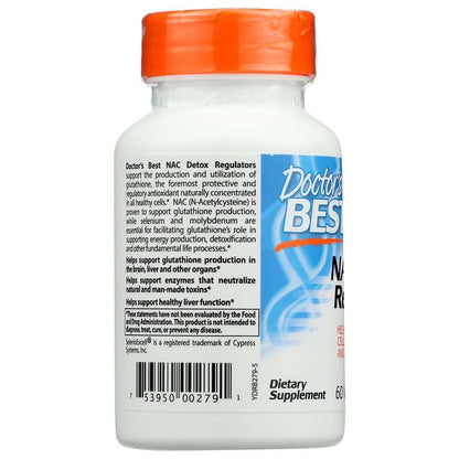 Doctor's Best NAC supplement bottle with orange cap and product information label
