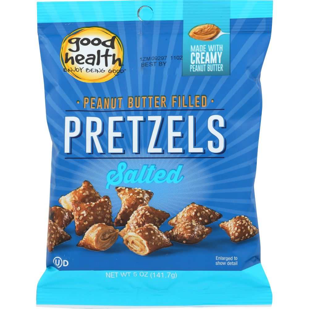 GOOD HEALTH Peanut Butter Filled Pretzels Salted 5 oz package with creamy peanut butter and crunchy whole wheat pretzels