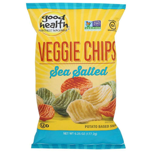 Good Health Veggie Chips Sea Salt 6.75 oz bag with vegetable ingredients