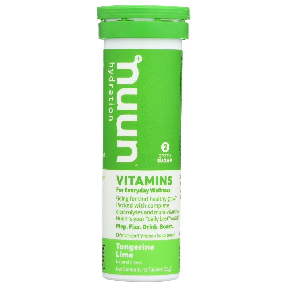Nuun Hydration Vitamins tangerine lime effervescent tablets tube, 12-count, front label view