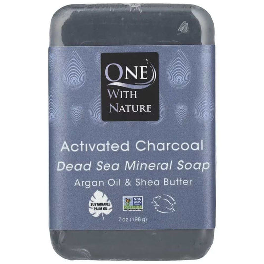 Activated Charcoal Soap bar with Dead Sea minerals, argan oil, and shea butter for clear skin