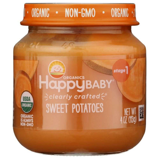 HAPPY BABY Stage 1 Sweet Potatoes organic baby food jar 4 oz with natural, clean ingredients
