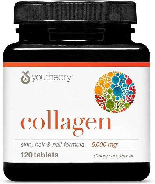 YOUTHEORY Collagen Type 1 & 3 supplement bottle supporting skin, hair, nails, and joint health