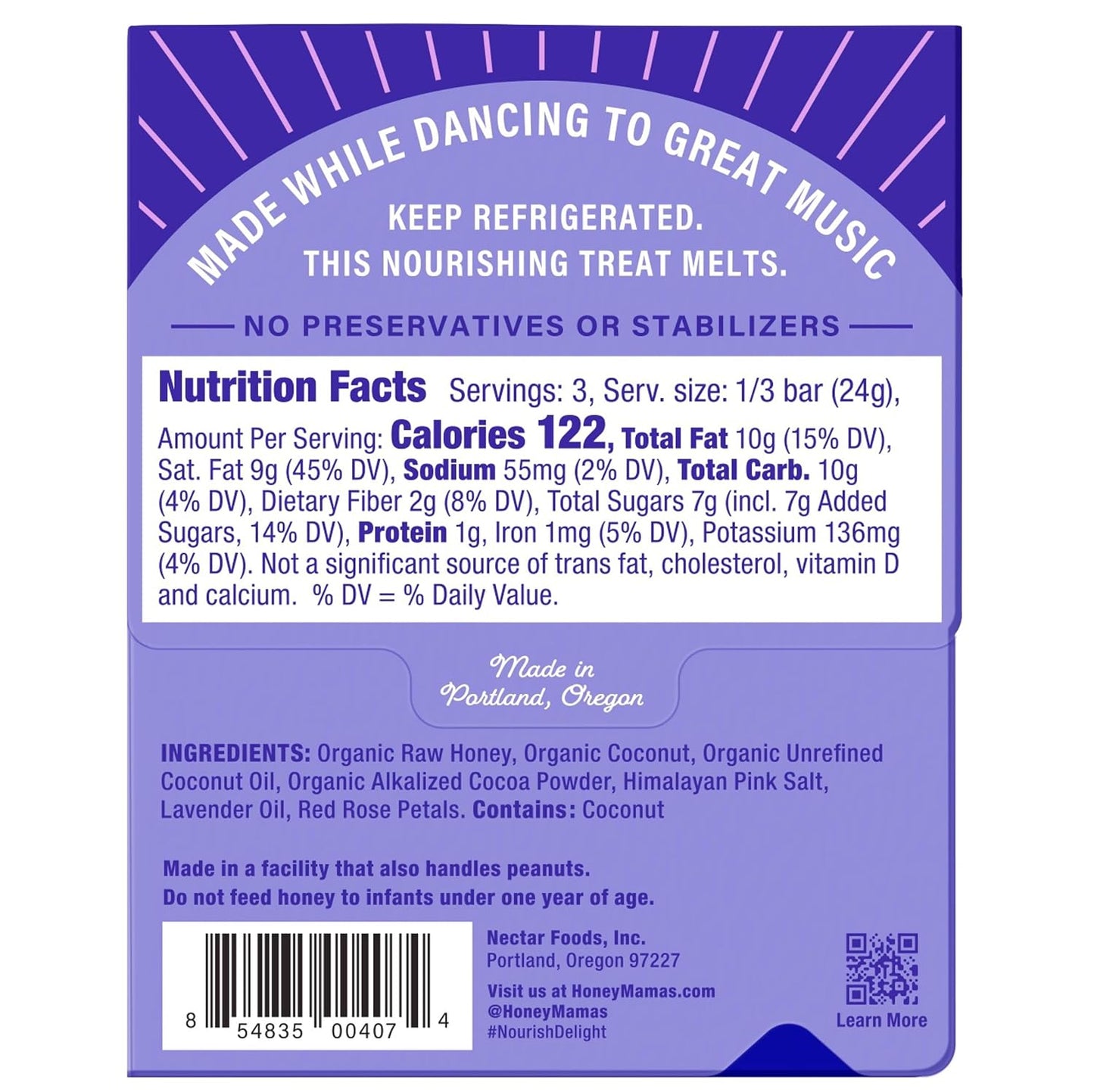 HONEY MAMAS: Lvndr Rse Cocoa Trffl Bar, 2.5 oz