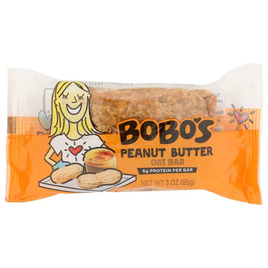 BOBO'S OAT BARS Peanut Butter flavor with oats and organic peanut butter in 3 oz bar for energy and recovery