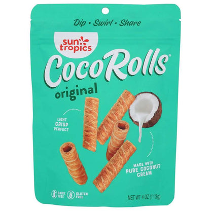 SUN TROPICS Cookie Coconut Wafer Roll Original 4 oz packaging