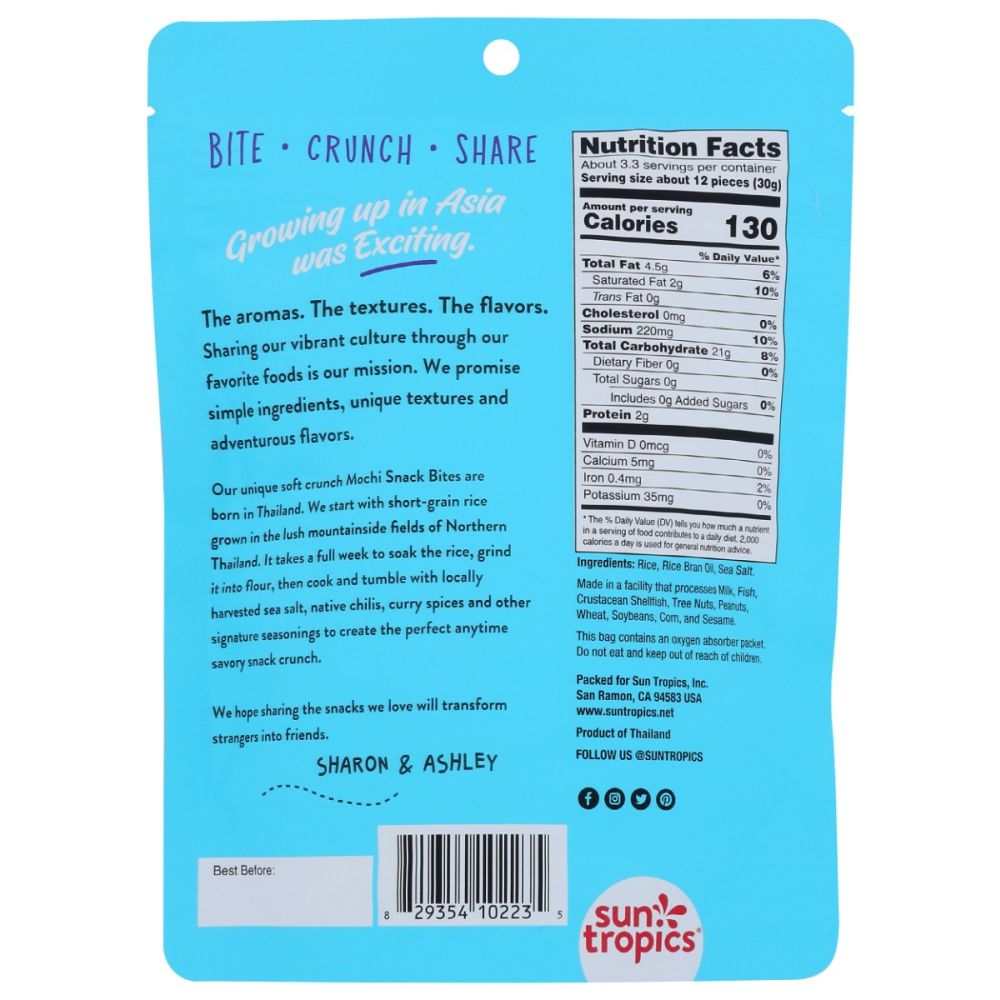 Sun Tropics Sea Salt Mochi Snack Bites 3.5 oz crunchy rice puffs