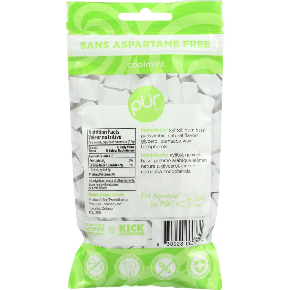 PUR: Sugar - Free Cool Mint Chewing Gum, 2.72 oz - SMART GREENS