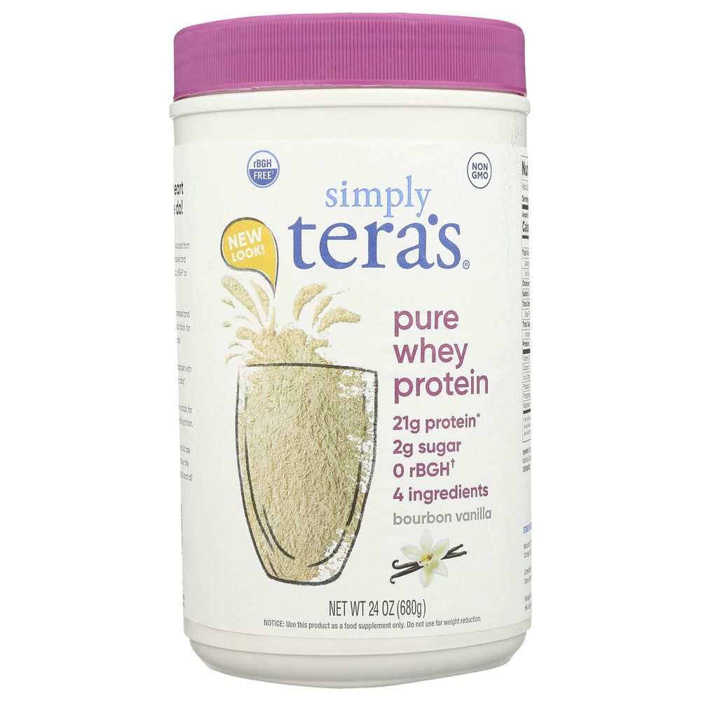 TERA'S WHEY Bourbon Vanilla grass-fed whey protein 24 oz container