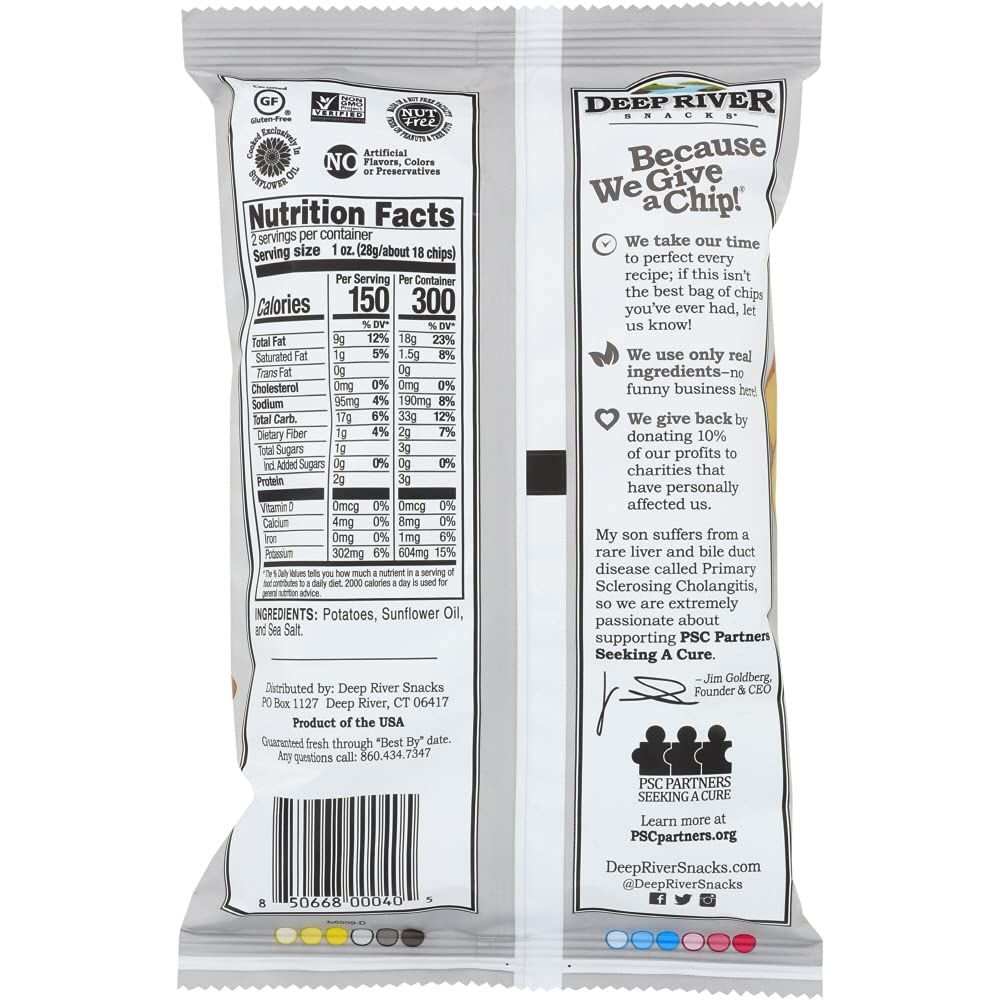 Deep River Snacks Original Sea Salt Kettle Cooked Potato Chips 2 oz packaging