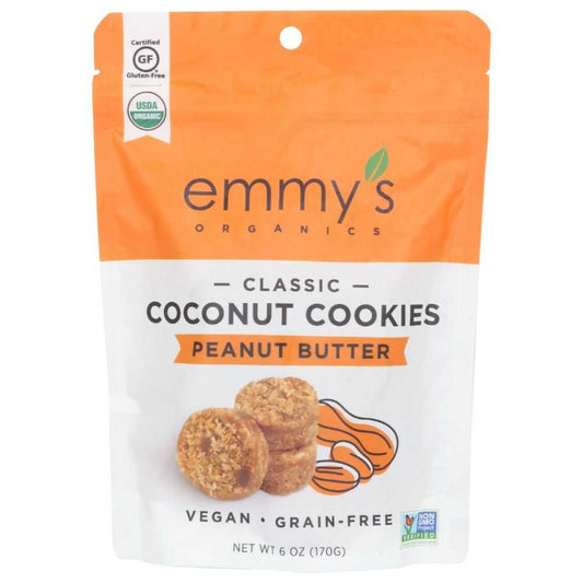 EMMYS ORGANICS Coconut Cookies 6oz soft chewy peanut butter organic gluten-free vegan snack