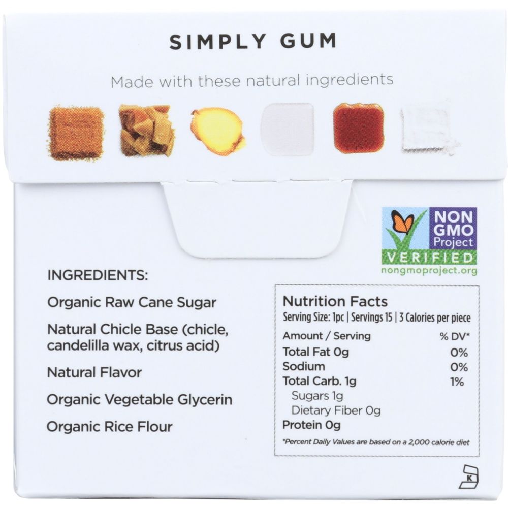 SIMPLY: Natural Ginger Gum, 15 pc - SMART GREENS