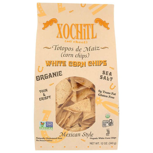 Xochitl Organic White Corn Chips 12 oz bag of tortilla chips