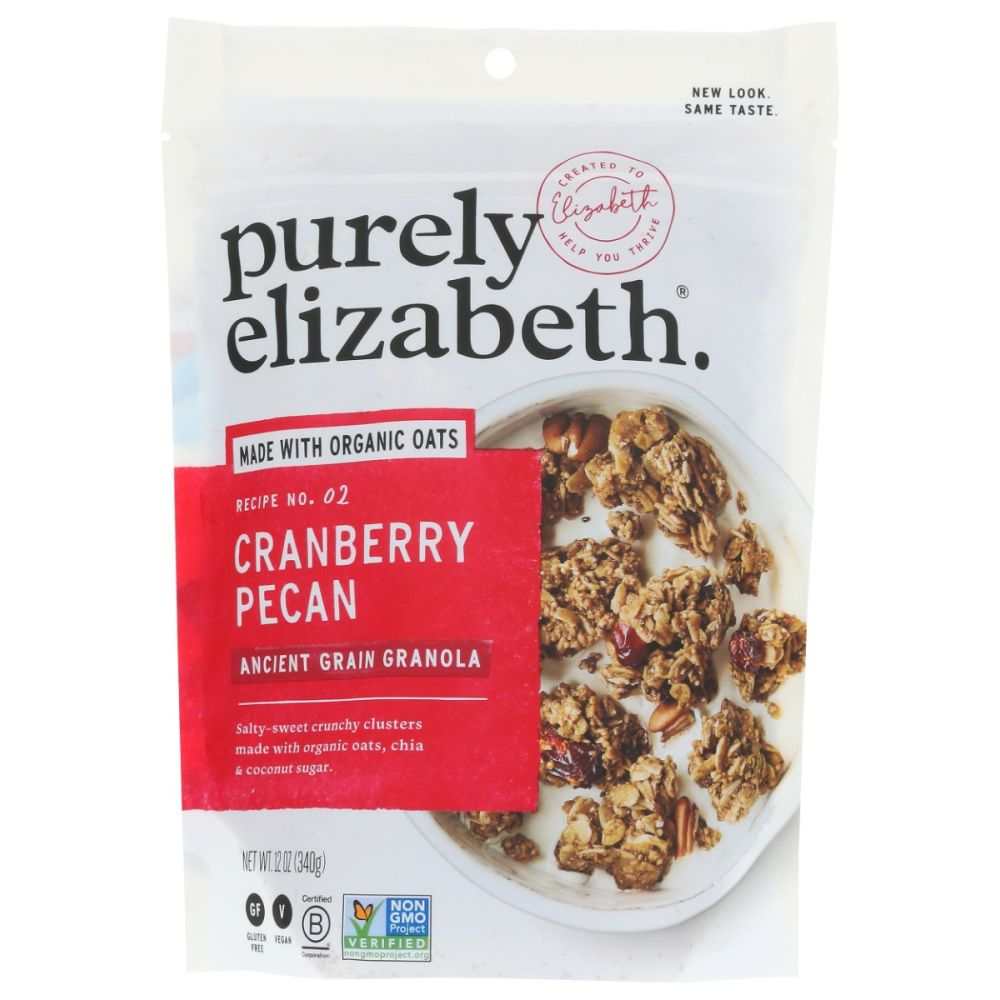 PURELY ELIZABETH Cranberry Pecan Ancient Grain Granola 12 oz with dried cranberries and pecans