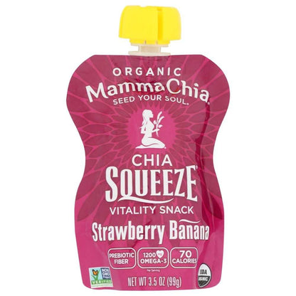MAMMA CHIA Organic Chia Vitality Snack Strawberry Banana Omega-3 pouch with chia seeds and natural fruit nutrients