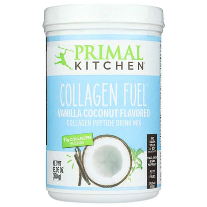 Primal Kitchen Collagen Fuel vanilla coconut flavored collagen peptide drink mix container