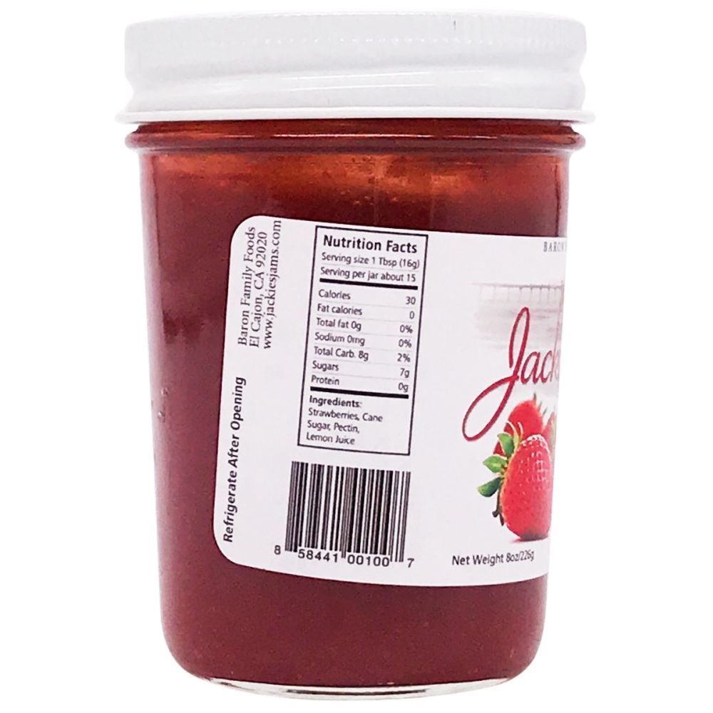 JACKIES JAMS: Strawberry Jam, 8 oz - SMART GREENS