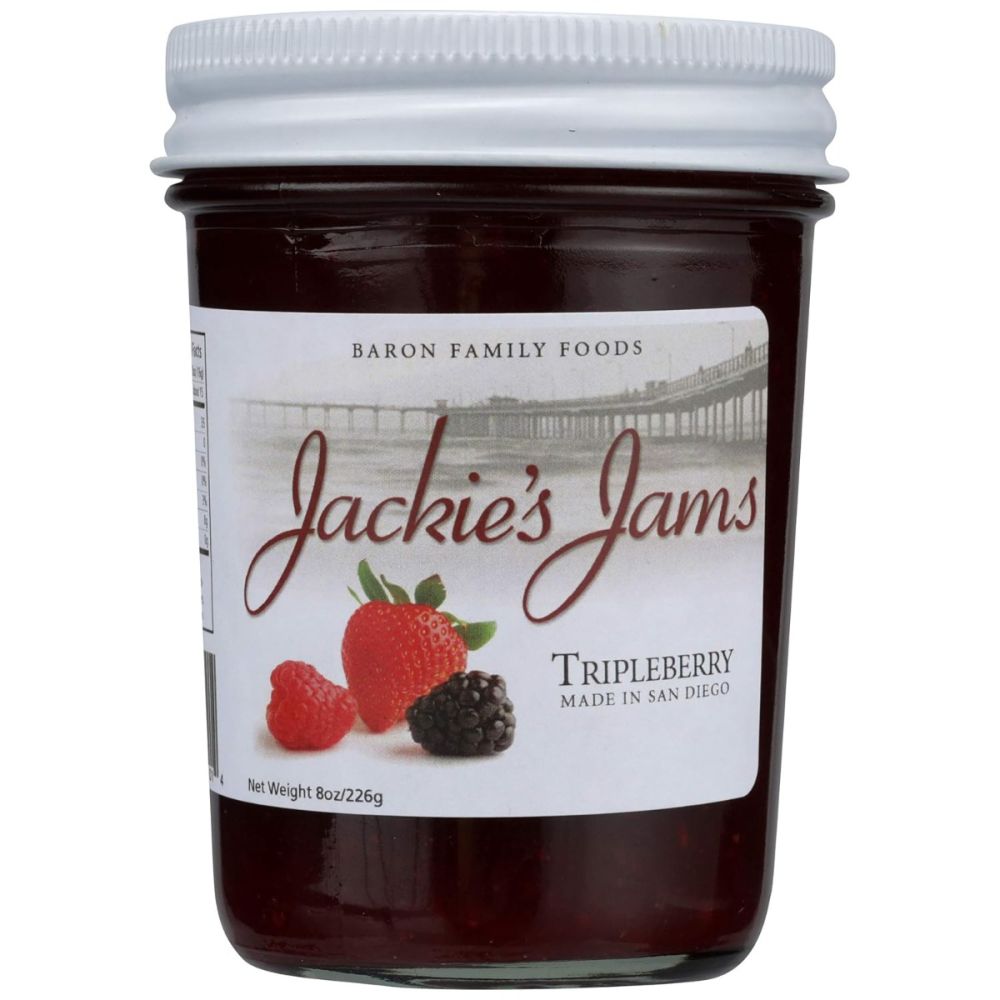 JACKIES JAMS: Tripleberry Jam, 8 oz - SMART GREENS