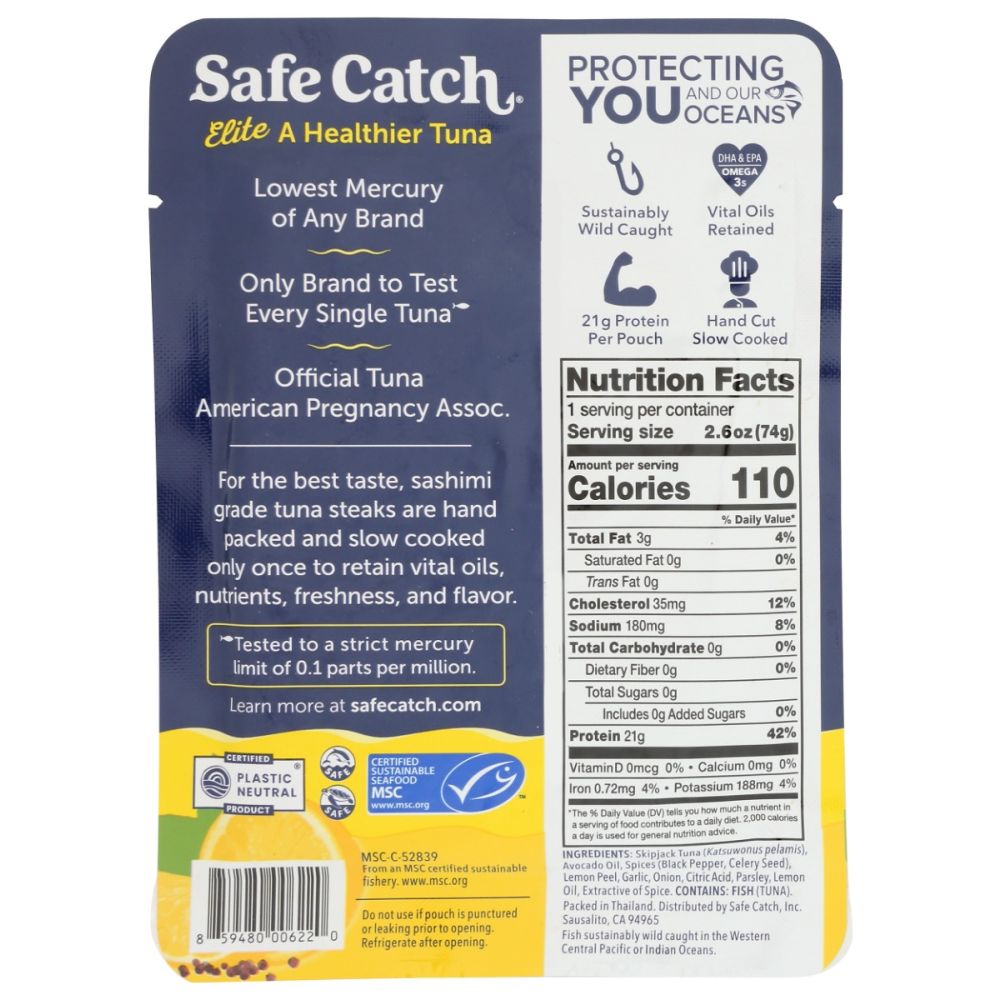 SAFECATCH: Tuna Wild Elite Citrus Pepper, 2.6 oz - SMART GREENS