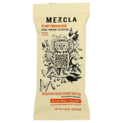 MEZCLA Peruvian Cocoa Peanut Butter Bar 1.4 oz chocolate peanut butter protein bar packaging