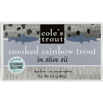 COLE'S: Trout Smoked Rainbow Trout, 3.2 oz - SMART GREENS
