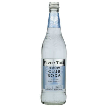 Fever-Tree Premium Club Soda 500ml glass bottle with blue and silver label