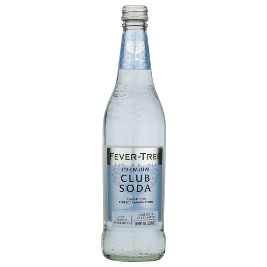 Fever-Tree Premium Club Soda 500ml glass bottle with blue and silver label