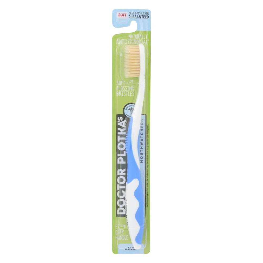 MOUTH WATCHERS Toothbrush adult manual blue with antimicrobial silver-infused bristles and ergonomic handle for superior cleaning