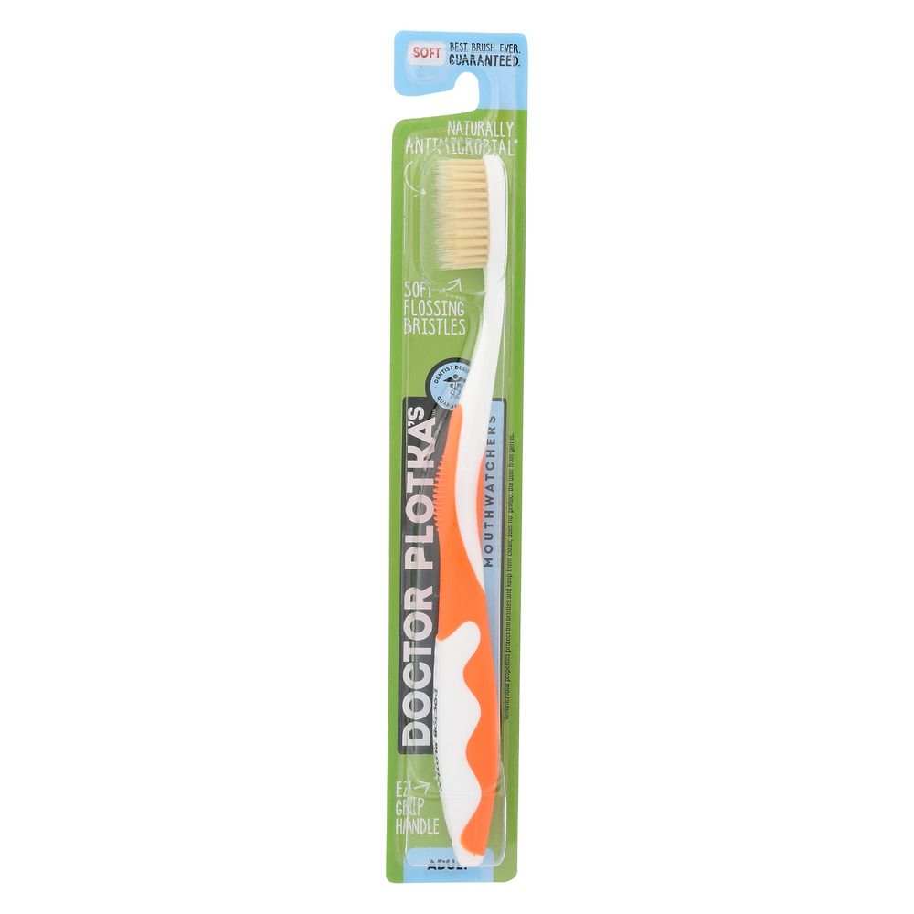 MOUTH WATCHERS Orange Adult Manual Toothbrush with antimicrobial bristles for deep oral care