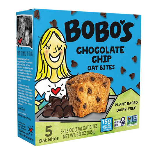 BOBOS OAT BARS Original with Chocolate Chips snack bars in packaging