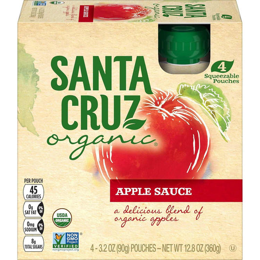 Santa Cruz Organic Apple Sauce 4x3.2oz pouches pack