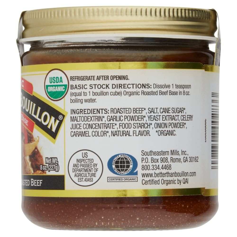Organic Better Than Bouillon Roasted Beef Base jar with rich flavor label