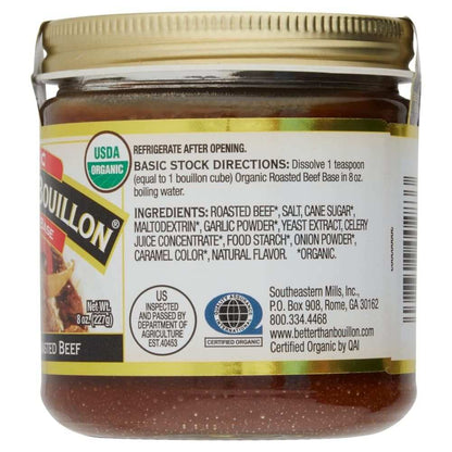 Organic Better Than Bouillon Roasted Beef Base jar with rich flavor label