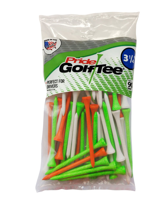Pride Golf Tee, Wood Golf Tees, 3-1/4", Citrus Mix, 90 Count
