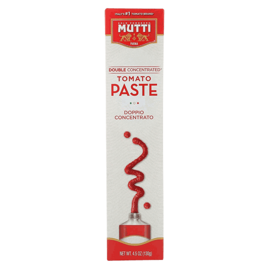 Mutti Tomato Paste 4.5 oz tube with rich, intense Italian tomato flavor and smooth texture