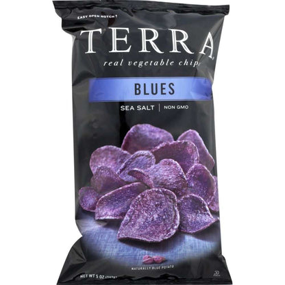 TERRA CHIPS Blues With Sea Salt, 5oz bag of colorful artisan vegetable chips