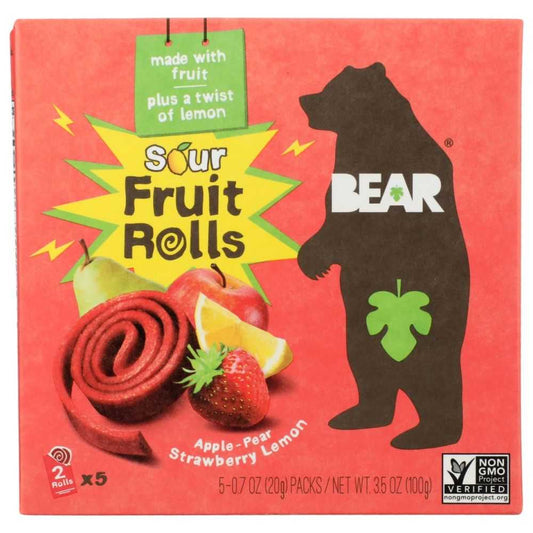 BEAR YOYO Strawberry Lemon Fruit Rolls 3.5 oz pack of natural fruit snacks with no added sugar