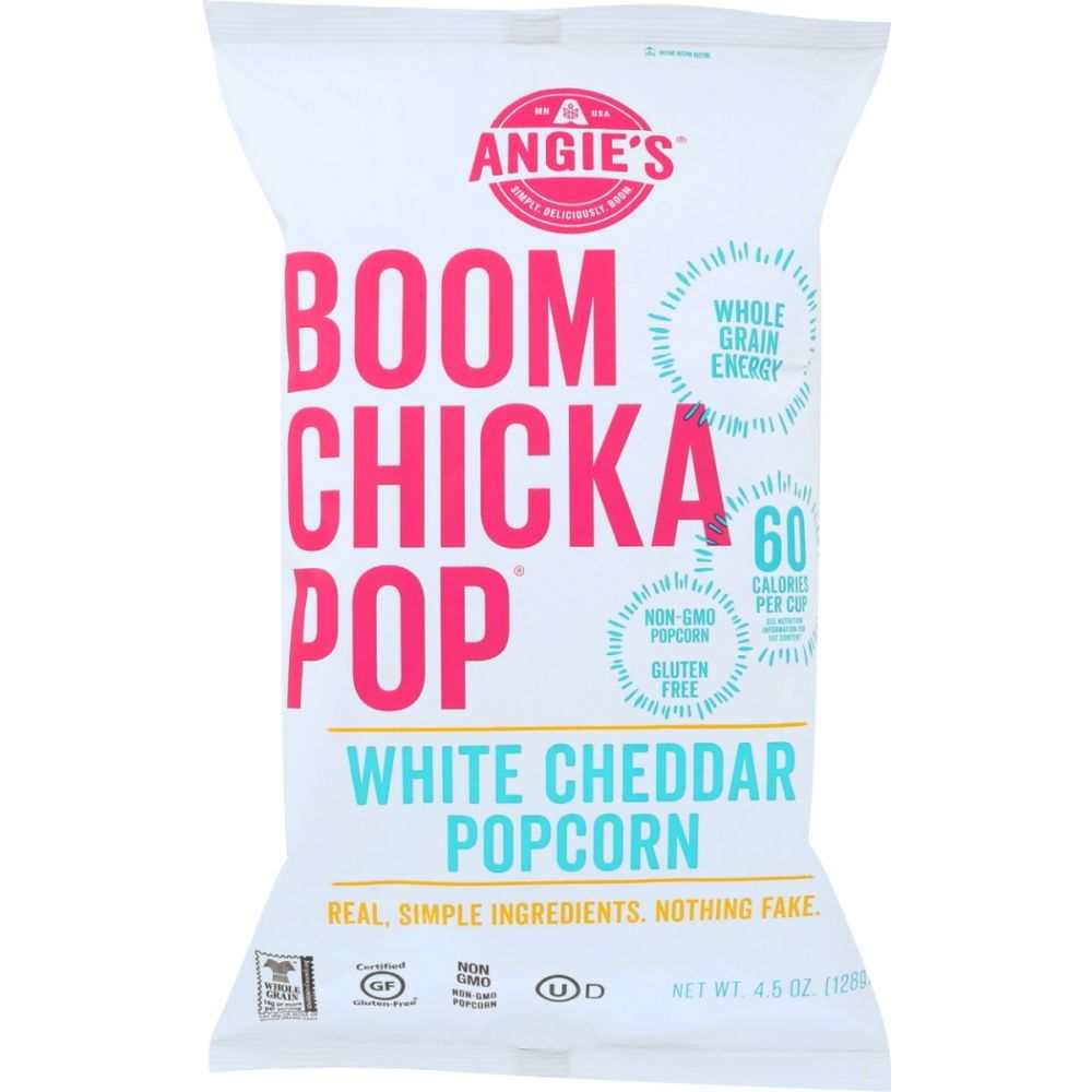 ANGIES White Cheddar Popcorn 4.5 oz bag with real cheese flavor
