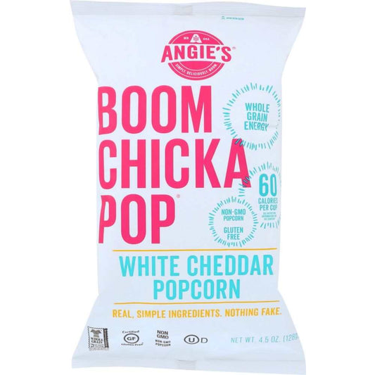 ANGIES White Cheddar Popcorn 4.5 oz bag with real cheese flavor